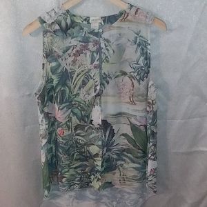 H&M floral keyhole blouse